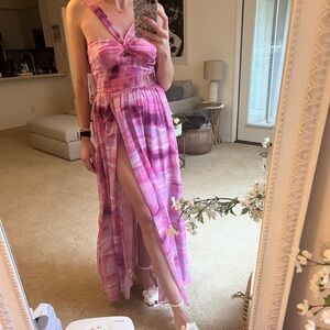 Aqua maxi dress pink ombré